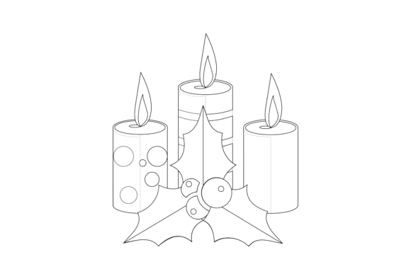 Download Christmas Outline Candle Illustration - Christmas Collection