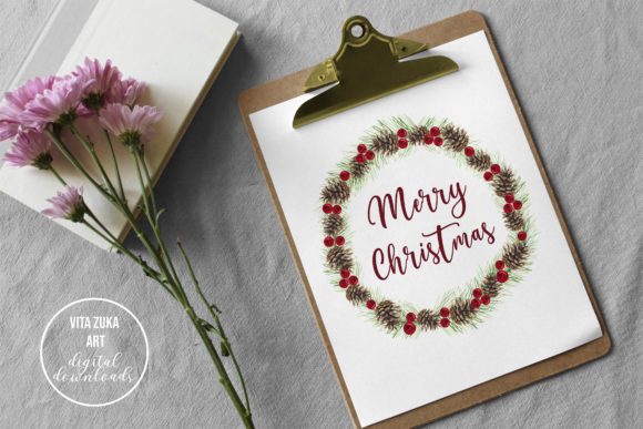 Download Merry Christmas Watercolor Wreath - Christmas Collection