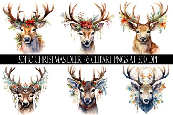 Download Boho Christmas Deer Clipart - Christmas Collection