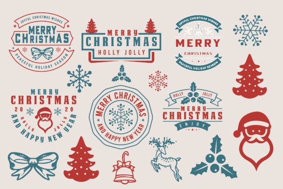 Download Merry Christmas Badge Emblems Quote Set - Christmas Collection