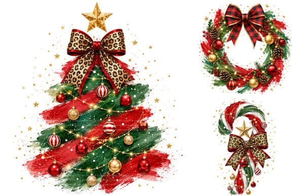 Download Watercolor Brushstroke Christmas Clipart - Christmas Collection