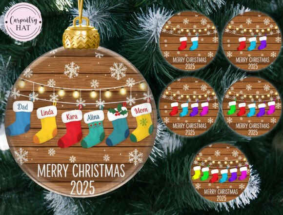 Download Christmas Stocking Family Ornament PNG - Christmas Collection