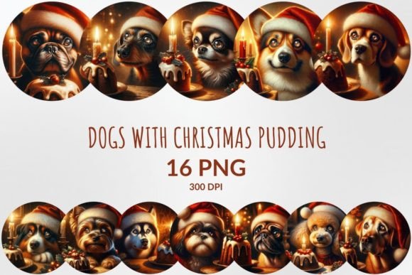 Download Dogs with Christmas Pudding Sublimation - Christmas Collection