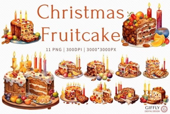 Download Christmas Fruitcake Watercolor Clipart - Christmas Collection