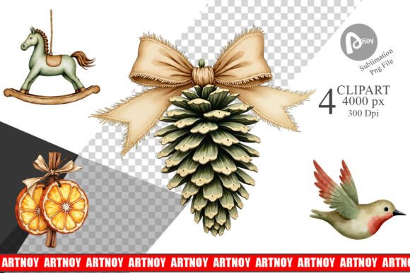 Download Rustic Christmas Ornaments Clipart - Christmas Collection