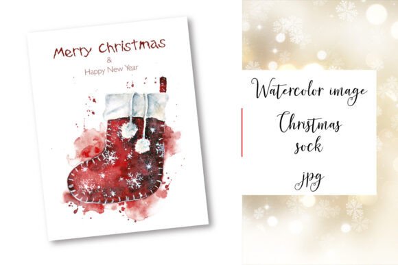 Download Postcard, Christmas Stocking, Watercolor - Christmas Collection
