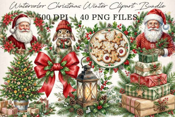 Download Watercolor Christmas Winter Clipart - Christmas Collection