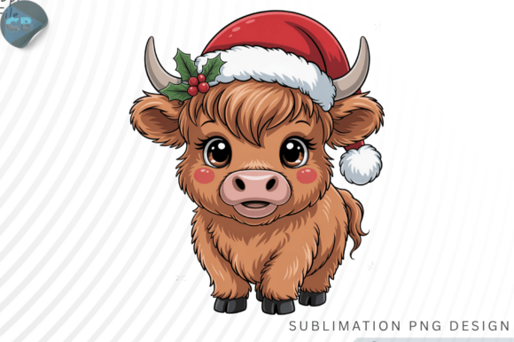 Download Cute Christmas Highland Cow PNG Design - Christmas Collection