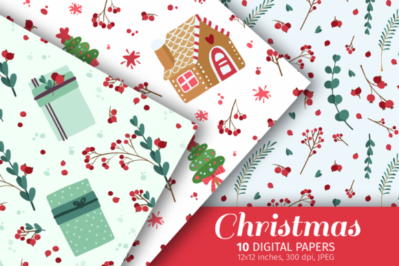 Download Christmas Digital Papers, Winter Pattern - Christmas Collection