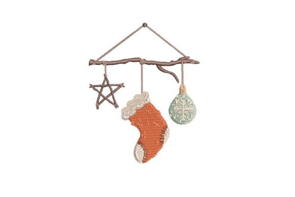 Download Rustic Christmas Ornaments Wall Hanging Embroidery - Christmas Collection