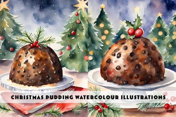 Download Christmas Pudding Watercolour Duo - Christmas Collection
