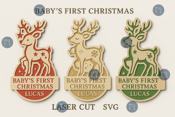 Download First Christmas Deer Ornament SVG Bundle - Christmas Collection