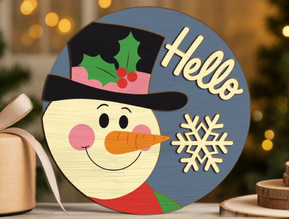 Download Hello Snowman Layered Christmas Sign Svg - Christmas Collection