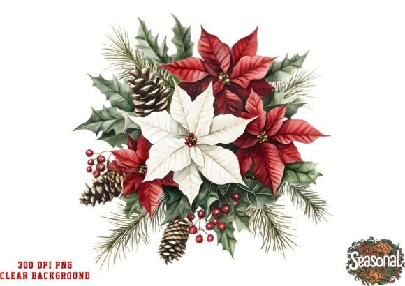 Download Poinsettia Bloom Christmas Wreath PNG - Christmas Collection