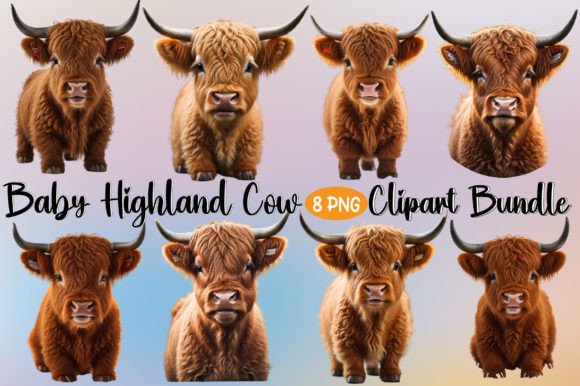Download Baby Highland Cow Illustration Bundle - Highland cow illustration Collection