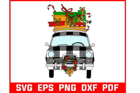 Download London Cab with Christmas Gift Svg - Christmas Collection
