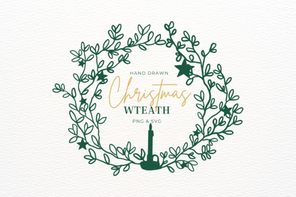 Download Hand Drawn Christmas Wreath SVG &amp; PNG - Christmas Collection