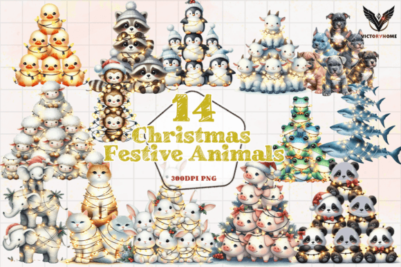 Download Christmas Festive Animals Clipart PNG - Christmas Collection