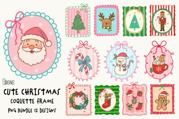 Download Cute Christmas Bundle Coquette Frame Png - Christmas Collection