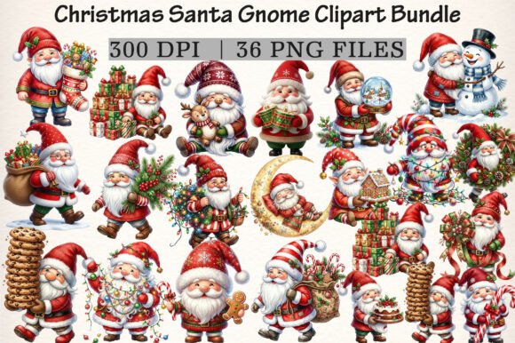 Download Christmas Santa Gnome Clipart Bundle - Christmas Collection