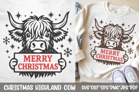 Download Highland Cow Christmas SVG | Merry Sign - Christmas Collection