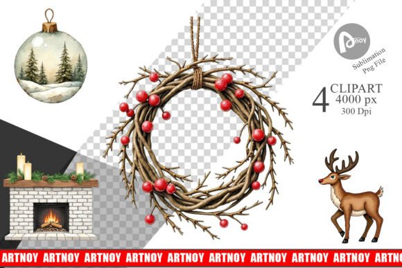 Download Rustic Christmas Ornaments Clipart - Christmas Collection