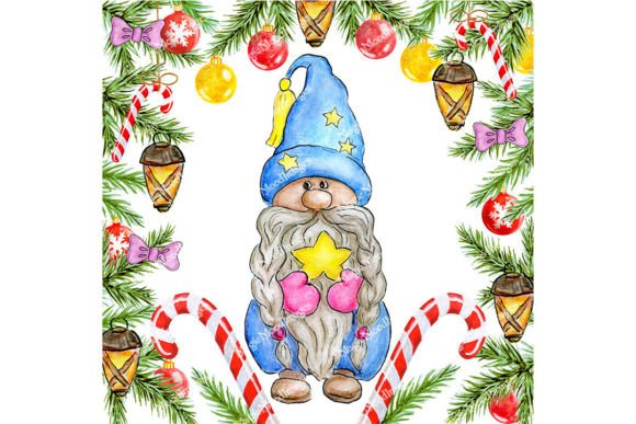 Download Gnome with Christmas Star, Spruce Frame - Christmas Collection