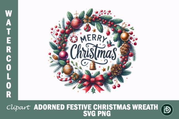 Download Adorned Festive Christmas Wreath SVG PNG - Christmas Collection