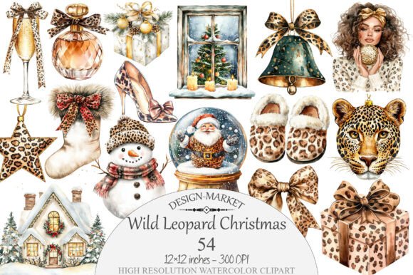Download Wild Leopard Christmas Clipart - Christmas Collection