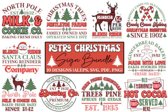 Download Retro Christmas Sign Bundle - Christmas Collection