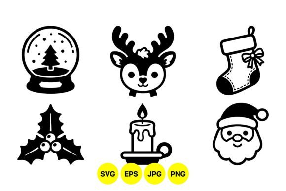 Download Cute Black Christmas Clipart Set - Christmas Collection