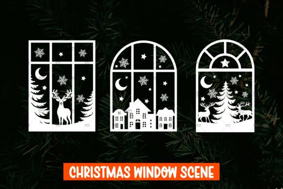 Download 3 Christmas Window Decal SVG - Christmas Collection