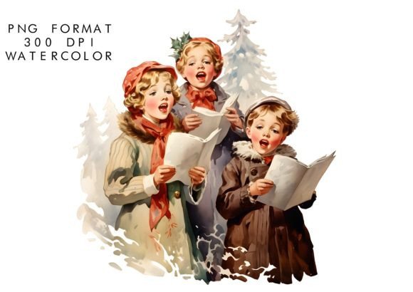 Download Watercolor Christmas Carol Clipart - Christmas Collection