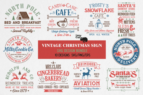 Download Vintage Christmas Sign SVG Bundle - Christmas Collection