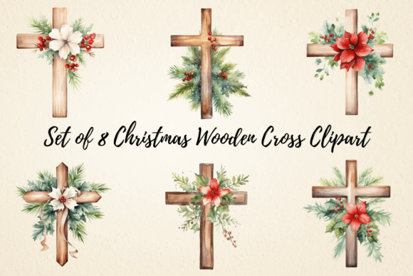 Download Christmas Wooden Cross Clipart Bundle - Christmas Collection