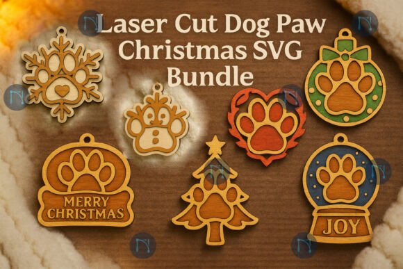 Download Dog Paw Christmas Ornaments SVG Bundle - Christmas Collection