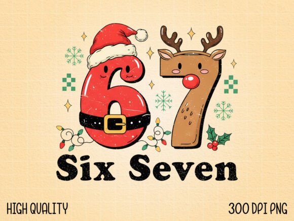 Download Cute 6 7 Christmas Numbers Design PNG - Christmas Collection