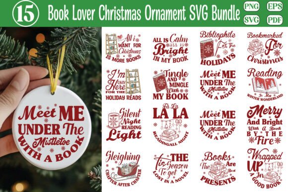 Download Book Lover Christmas Ornament SVG Bundle - Christmas Collection
