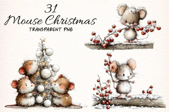 Download Whimsical Mouse Christmas Clipart - Christmas Collection