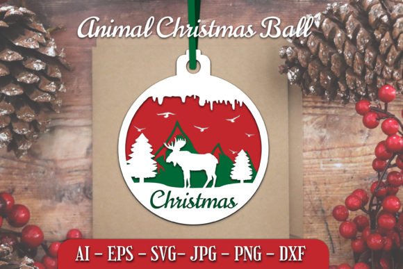 Download Animal Christmas Ball Papercut SVG - Christmas Collection