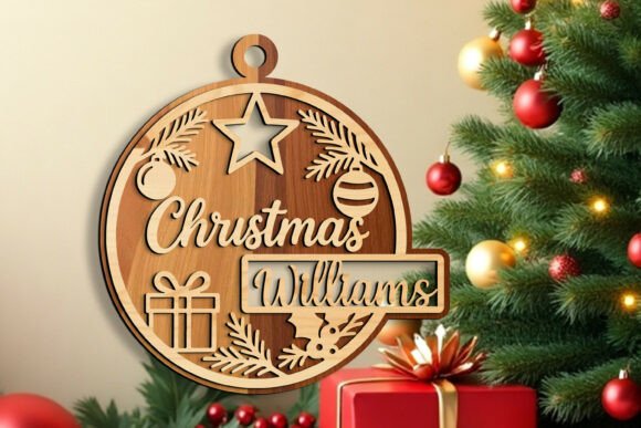 Download Laser Cut Christmas Ornament Name Sign - Christmas Collection