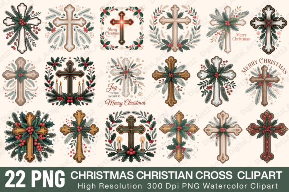 Download Christmas Christian Cross Clipart Bundle - Christmas Collection