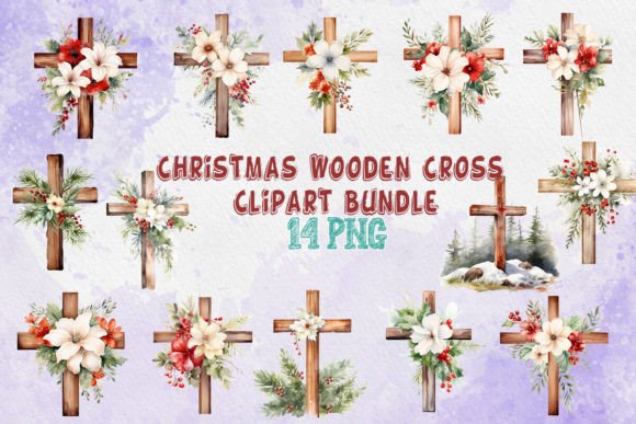 Download Christmas Wooden Cross Clipart Bundle - Christmas Collection