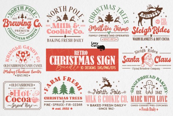 Download Retro Christmas Sign SVG Design Bundle - Christmas Collection
