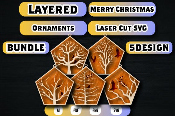 Download Layered Merry Christmas Ornaments Bundle - Christmas Collection