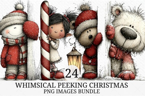 Download Whimsical Peeking Christmas Clipart - Christmas Collection