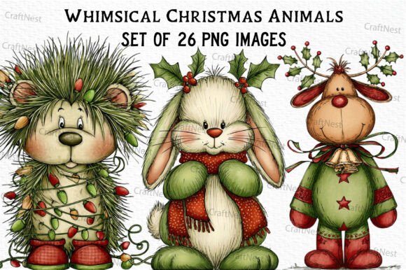 Download Whimsical Christmas Animals Clipart - Christmas Collection