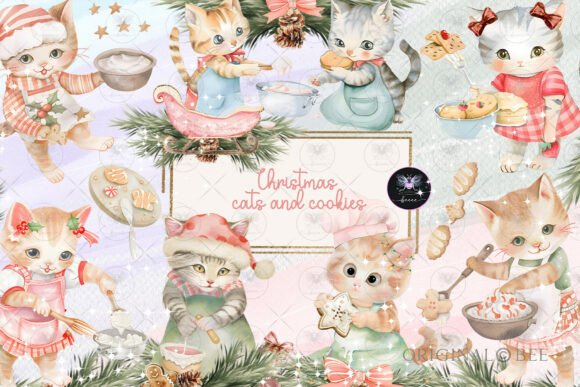 Download Christmas Cookies Cat Kitchen Clipart - Christmas Collection