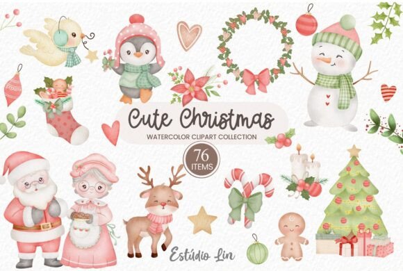Download Cute Christmas Watercolor Clipart - Christmas Collection