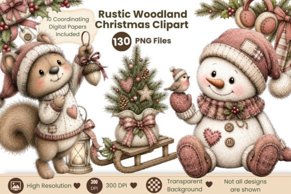 Download Rustic Woodland Christmas Clipart - Christmas Collection